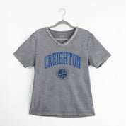 CREIGHTON BLUEJAYS ICONIC EDGE RHINESTONE TRIM V-NECK TEE