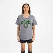 COLORADO STATE RAMS ICONIC EDGE RHINESTONE TRIM V-NECK TEE
