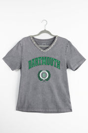 DARTMOUTH COLLEGE BIG GREEN ICONIC EDGE RHINESTONE TRIM V-NECK TEE