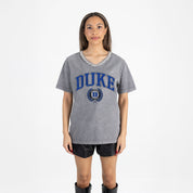 DUKE BLUE DEVILS ICONIC EDGE RHINESTONE TRIM V-NECK TEE