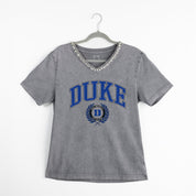DUKE BLUE DEVILS ICONIC EDGE RHINESTONE TRIM V-NECK TEE