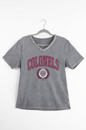 EASTERN KENTUCKY COLONELS ICONIC EDGE RHINESTONE TRIM V-NECK TEE