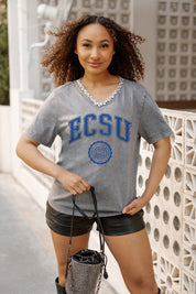 ELIZABETH CITY STATE UNIVERSITY VIKINGS ICONIC EDGE RHINESTONE TRIM V-NECK TEE