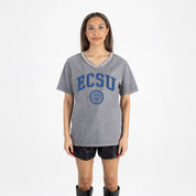 ELIZABETH CITY STATE UNIVERSITY VIKINGS ICONIC EDGE RHINESTONE TRIM V-NECK TEE