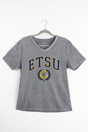 EAST TENNESSEE STATE BUCCANEERS ICONIC EDGE RHINESTONE TRIM V-NECK TEE