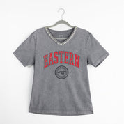 EASTERN WASHINGTON UNIVERSITY EAGLES ICONIC EDGE RHINESTONE TRIM V-NECK TEE