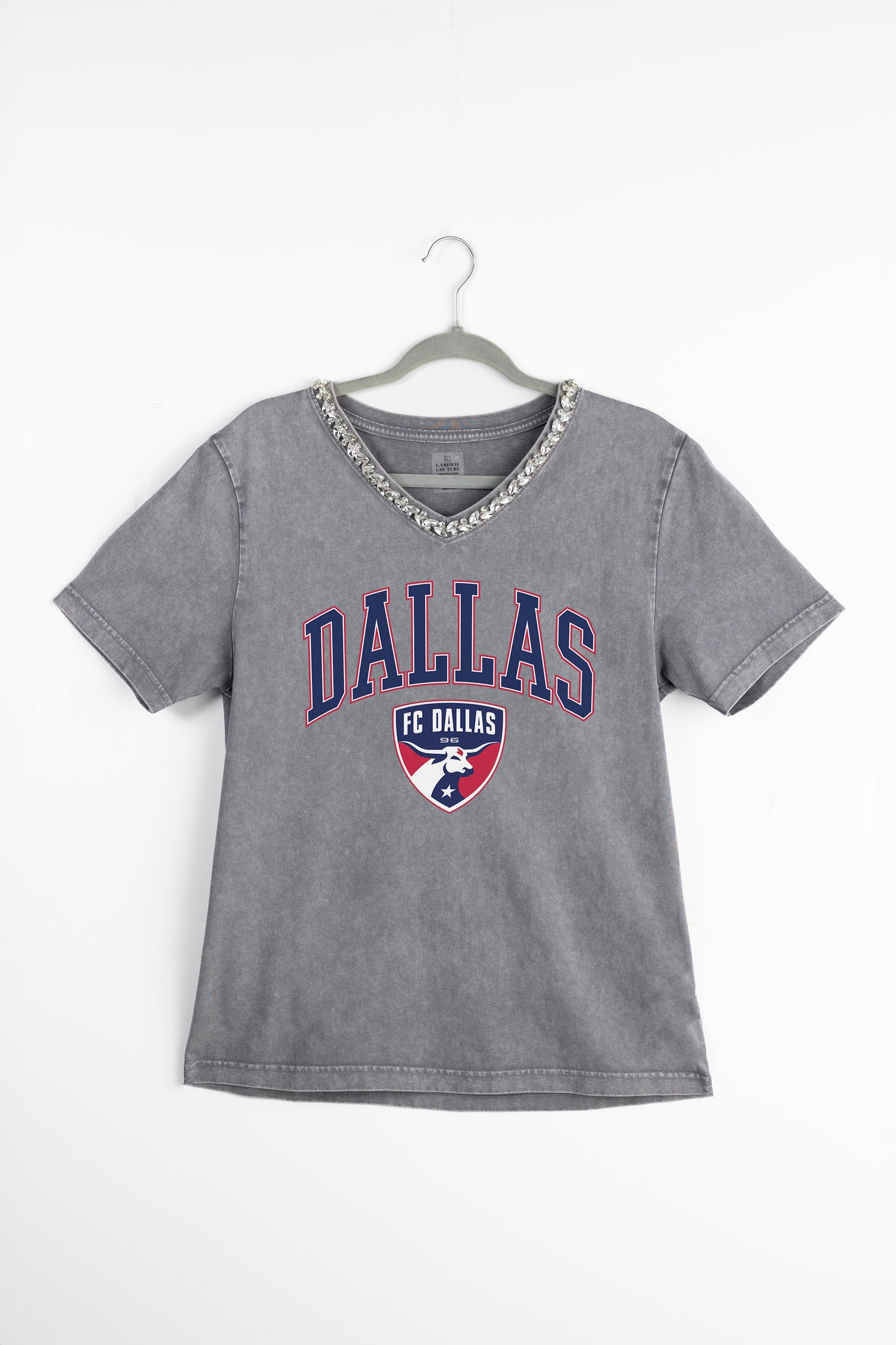 FC DALLAS ICONIC EDGE RHINESTONE TRIM V-NECK TEE
