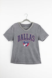 FC DALLAS ICONIC EDGE RHINESTONE TRIM V-NECK TEE