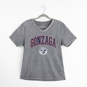 GONZAGA BULLDOGS ICONIC EDGE RHINESTONE TRIM V-NECK TEE