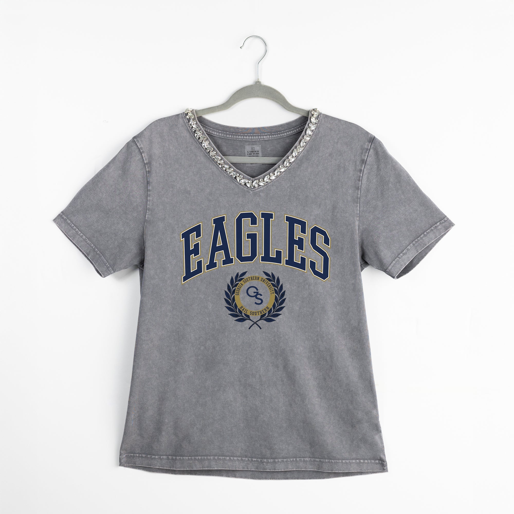 GEORGIA SOUTHERN EAGLES ICONIC EDGE RHINESTONE TRIM V-NECK TEE