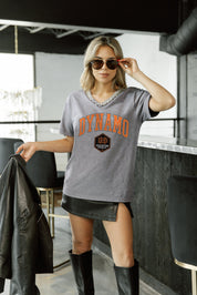 HOUSTON DYNAMO ICONIC EDGE RHINESTONE TRIM V-NECK TEE