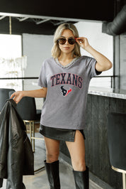HOUSTON TEXANS ICONIC EDGE RHINESTONE TRIM V-NECK TEE