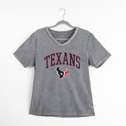 HOUSTON TEXANS ICONIC EDGE RHINESTONE TRIM V-NECK TEE