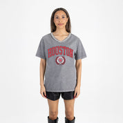 HOUSTON COUGARS ICONIC EDGE RHINESTONE TRIM V-NECK TEE