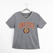 IOWA STATE CYCLONES ICONIC EDGE RHINESTONE TRIM V-NECK TEE