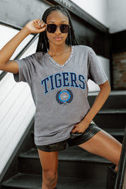 JACKSON STATE TIGERS ICONIC EDGE RHINESTONE TRIM V-NECK TEE