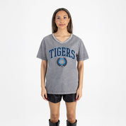 JACKSON STATE TIGERS ICONIC EDGE RHINESTONE TRIM V-NECK TEE