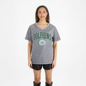 JACKSONVILLE DOLPHINS ICONIC EDGE RHINESTONE TRIM V-NECK TEE