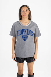 JOHNS HOPKINS BLUEJAYS ICONIC EDGE RHINESTONE TRIM V-NECK TEE