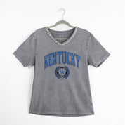 KENTUCKY WILDCATS ICONIC EDGE RHINESTONE TRIM V-NECK TEE