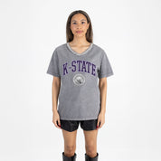 KANSAS STATE WILDCATS ICONIC EDGE RHINESTONE TRIM V-NECK TEE