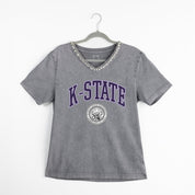 KANSAS STATE WILDCATS ICONIC EDGE RHINESTONE TRIM V-NECK TEE