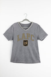 LOS ANGELES FC ICONIC EDGE RHINESTONE TRIM V-NECK TEE