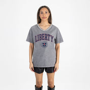 LIBERTY FLAMES ICONIC EDGE RHINESTONE TRIM V-NECK TEE