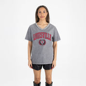 LOUISVILLE CARDINALS ICONIC EDGE RHINESTONE TRIM V-NECK TEE