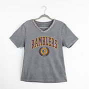 LOYOLA RAMBLERS ICONIC EDGE RHINESTONE TRIM V-NECK TEE