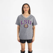 LSU TIGERS ICONIC EDGE RHINESTONE TRIM V-NECK TEE