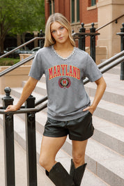 MARYLAND TERRAPINS ICONIC EDGE RHINESTONE TRIM V-NECK TEE