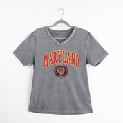 MARYLAND TERRAPINS ICONIC EDGE RHINESTONE TRIM V-NECK TEE