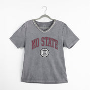 MISSOURI STATE BEARS ICONIC EDGE RHINESTONE TRIM V-NECK TEE