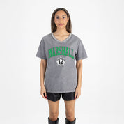 MARSHALL THUNDERING HERD ICONIC EDGE RHINESTONE TRIM V-NECK TEE