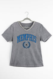 MEMPHIS TIGERS ICONIC EDGE RHINESTONE TRIM V-NECK TEE
