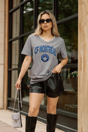 CF MONTREAL ICONIC EDGE RHINESTONE TRIM V-NECK TEE