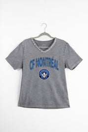 CF MONTREAL ICONIC EDGE RHINESTONE TRIM V-NECK TEE