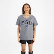 MONTANA STATE BOBCATS ICONIC EDGE RHINESTONE TRIM V-NECK TEE