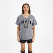 NORTHERN ARIZONA LUMBERJACKS ICONIC EDGE RHINESTONE TRIM V-NECK TEE