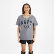 US NAVY MIDSHIPMEN ICONIC EDGE RHINESTONE TRIM V-NECK TEE