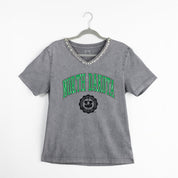 NORTH DAKOTA FIGHTING HAWKS ICONIC EDGE RHINESTONE TRIM V-NECK TEE