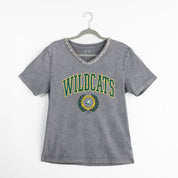 NORTHERN MICHIGAN WILDCATS ICONIC EDGE RHINESTONE TRIM V-NECK TEE