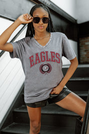 NORTH CAROLINA CENTRAL EAGLES ICONIC EDGE RHINESTONE TRIM V-NECK TEE