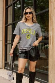 NASHVILLE SC ICONIC EDGE RHINESTONE TRIM V-NECK TEE