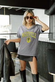 NASHVILLE SC ICONIC EDGE RHINESTONE TRIM V-NECK TEE