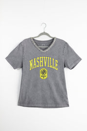 NASHVILLE SC ICONIC EDGE RHINESTONE TRIM V-NECK TEE