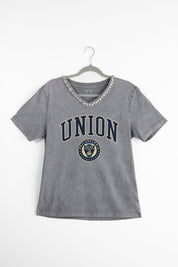 PHILADELPHIA UNION ICONIC EDGE RHINESTONE TRIM V-NECK TEE