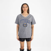 PITTSBURGH PANTHERS ICONIC EDGE RHINESTONE TRIM V-NECK TEE