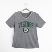 PORTLAND STATE VIKINGS ICONIC EDGE RHINESTONE TRIM V-NECK TEE